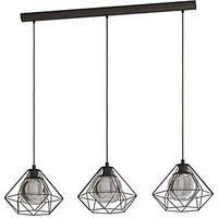 Eglo 3 Light Caged Fitting With Smoked Black Glass