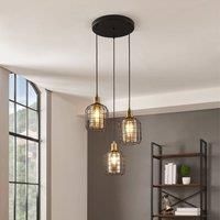 EGLO Chisle Amber Caged 3L Pendant Light