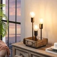 Eglo Wootton Wood Triple Table Lamp - Black