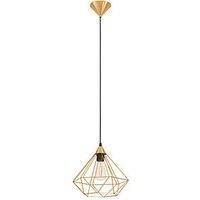 EGLO Tarbes Pendant Light, 1 Bulb Modern Pendant Light Made of Metal in Brushed Brass, Dining Table Lamp, Living Room Lamp Hanging with E27 Socket, Diameter 32.5 cm
