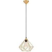 EGLO Tarbes Pendant Light, 1 Bulb Modern Pendant Light Made of Metal in Brushed Brass, Dining Table Lamp, Living Room Lamp Hanging with E27 Socket, Diameter 32.5 cm