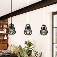 EGLO Stype hanging light, black, length 96 cm, steel, 3-bulb.
