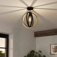 EGLO Basildon ceiling light, wood and steel