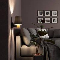 EGLO Indoor wall light Edale, cottage style lamp, living room and hallway lighting fixture made of cappuccino-coloured fabric, black metal and oak wood, FSC100HB, E27 socket