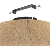 Eglo Alderney Flush Ceiling Light - Black & Natural