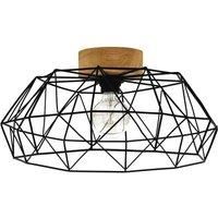 Eglo Padstow Black And Natural Metal And Wood Ceiling Light D46.5cm