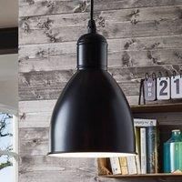 EGLO Pendant Lamp Priddy, 1 Bulb Vintage Pendant Light in industrial Design, Retro Hanging Lamp Made of Steel, Colour: Black, White, Socket: E27