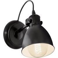 EGLO PRIDDY wall lamp, 1-flame vintage/industrial design wall light, steel retro wall spotlight, Colour: Black, white, Socket: E27