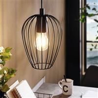 EGLO Pendant Light, Steel, 60 W, Black