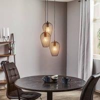 EGLO Newtown Pendant Light, 3-Flame Vintage Pendant Lamp, Retro Steel Hanging Light, Colour: Black, Socket: E27, Ø: 38 Cm/14.9 inches