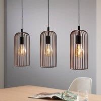EGLO 49645 ROCCAMENA 3-Pendant Light in Black and Copper Steel
