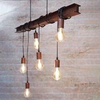 EGLO TOWNSHEND pendant lamp, 6-flame vintage pendant light with an industrial design, retro hanging light made of steel, Colour: Antique brown, Socket: E27
