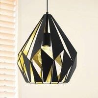 Eglo Carlton 1 Pendant Ceiling Light  Black & Gold
