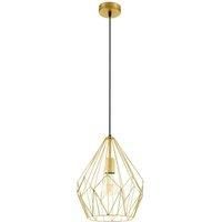 EGLO CARLTON Pendant Light, 1-Flame Vintage Pendant Lamp, Retro Steel Hanging Light, Colour: Gold, Socket: E27