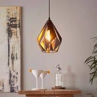 EGLO Carlton 1 vintage pendant light, retro steel with coloured in black and copper hanging light, E27 socket, Ø 20.5 cm/8 inches
