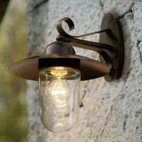 EGLO Milton IP44 60W Lantern, Metal, Antique Brown/Clear