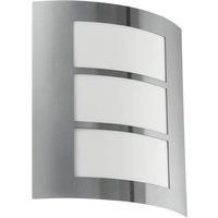 EGLO City Outdoor Wall Lamp, White and Silver Stainless Steel Porch Lighting, E27 Socket, IP44