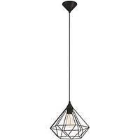 Eglo Tarbes 1 Light Geometric Vintage Ceiling Pendant BLACK 110cm H x 32.5cm W