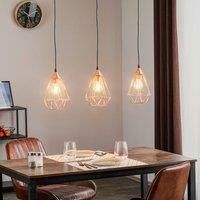 EGLO TARBES pendant lamp, 3-flame vintage/retro pendant light, Material: Steel, Colour: Copper, black, Socket: E27