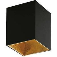 EGLO Polasso Square Flush Fitting Ceiling Light, Aluminium and Plastic LED Ceiling Lighting Coloured in Black and Gold, Living Room, Kitchen and Hallway Lamp, 4 x 4 inches