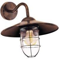 EGLO Outdoor wall light Melgoa, external porch lighting, lantern made of galvanized steel and glass, antique copper outside lamp, E27 socket, IP44