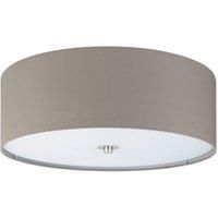 EGLO 3 Light E27 Flush Ceiling Light Steel Fabric Glass Taupe Grey Brown Ø47.5cm