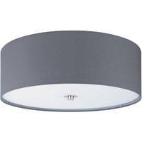 EGLO Pasteri 3 LT Flush Ceiling Light Taupe Fabric Shade & Glass Diffuser 94919