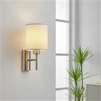 Eglo 94924 E27 Satin Nickel Fabric Wall Light PASTERI