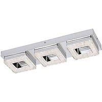 Eglo Contemporary Crystal And Chrome Square 3-Light Ceiling Fitting