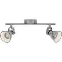 Eglo Seras, LED Ceiling Light, 2 Bulbs, Industrial Ceiling Light, Metal Ceiling Spotlight, Living Room Lamp in Antique Nickel, Hallway Lamp, Spotlights Including GU10 Bulbs, Warm White
