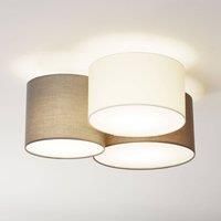 EGLO Pastore Ceiling Light, 3-Flame Textile Ceiling Light, Material: Steel, Fabric, Colour: White, Anthracite Brown, Grey, Socket: E27