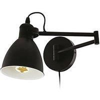 EGLO Peri vintage wall light, Black Steel Industrial wall lamp, hallway and living room lighting, incl. switch, E27 socket