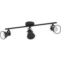Eglo Seras 1 Ceiling Light 3-Bulb Industrial Modern Classic Steel Ceiling Spotlight Living Room Lamp in Black Kitchen Lamp Spotlights with GU10 Socket