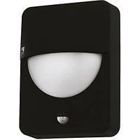 EGLO Salvanesco Outdoor Wall Light, 1 Bulb Outdoor Light with Motion Sensor and Light Sensor, Wall Light Made of Cast Aluminium in Black and Plastic in White, Outdoor Lamp with E27 Socket, IP44