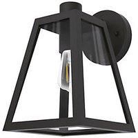 EGLO Mirandola Outdoor Wall Light, 1-Bulb Outdoor Light Vintage, Retro, Wall Light Made of Cast Aluminium in Black and Clear Glass, Outdoor Lamp with E27 Socket, IP44