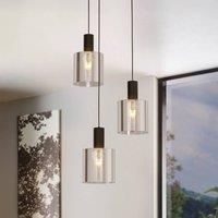 EGLO Gorosiba hanging light, black, 41 cm, steel/glass, 3-bulb.
