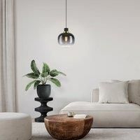 Eglo Oilella Smoke And Black Glass And Metal 1 Light Pendant Light, (D) 19cm