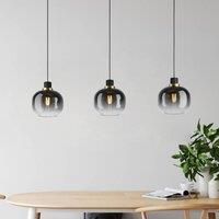 Eglo Oilella Linear Glass Pendant Light - Black And Grey, Black