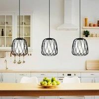 EGLO Floresta hanging light, black, length 89 cm, steel/glass, 3-bulb