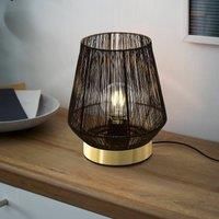 EGLO Bedside lamp Escandidos, table light made of black metal and brushed brass, living room lighting with switch, E27 socket