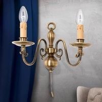ORION Imke 2-bulb wall light, antique brass dark patina