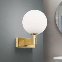 ORION Mara wall light, brass-coloured, glass, 17.5cm high, G9, IP44