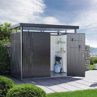 8' x 5' Biohort HighLine H2 Dark Grey Metal Double Door Shed (2.52m x 1.72m)