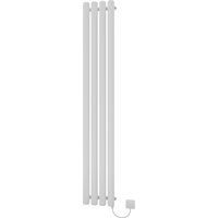 Ximax Vulkan Round Tube Satin White Vertical Electric Designer Radiator, (W)285mm X (H)1800mm