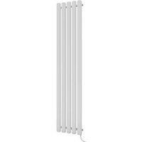 Ximax Vulkan Round Tube Satin White Vertical Electric Designer Radiator, (W)360mm X (H)1800mm