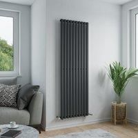 Azur Nero Designer Oval Tube Radiator 1800 x 600mm 4178Btu Anthracite in Anthracite Structure Steel