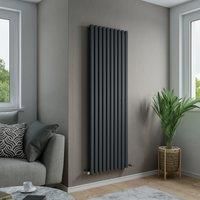 Agadon Solo Duplex Designer Oval Tube Radiator 1800 x 360 mm Textured Anthracite - 3512 BTU - 5 Year Guarantee