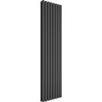 Azur Nero Duplex Designer Oval Tube Radiator 1800 x 480mm 4672Btu Anthracite in Anthracite Structure Steel