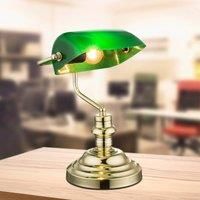 Globo Antique table lamp, brass/green, height 36 cm, metal