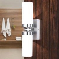 Globo Space wall light, nickel, 2-bulb, IP44